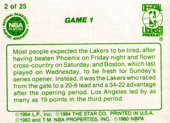 1984 Star Celtics Champs #2 Game 1 Back