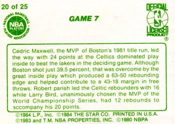 1984 Star Celtics Champs #20 Game 7 Back