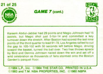 1984 Star Celtics Champs #21 Game 7 (cont.) Back