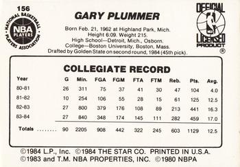 1984-85 Star #156 Gary Plummer Back