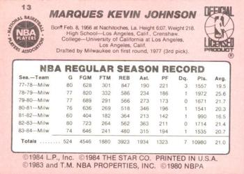 1984-85 Star #13 Marques Johnson Back