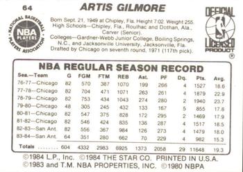 1984-85 Star #64 Artis Gilmore Back