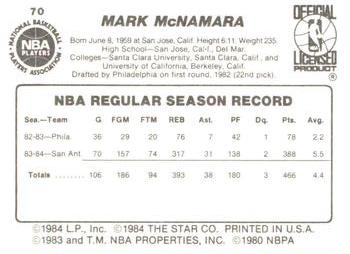 1984-85 Star #70 Mark McNamara Back