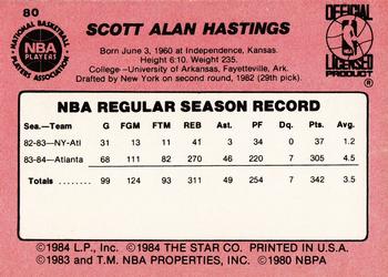 1984-85 Star #80 Scott Hastings Back
