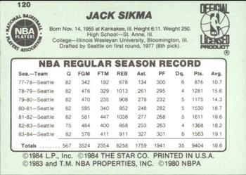 1984-85 Star #120 Jack Sikma Back