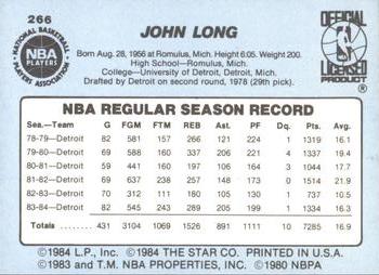 1984-85 Star #266 John Long Back