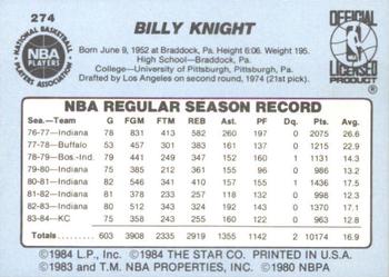 1984-85 Star #274 Billy Knight Back
