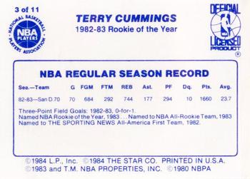 1985 Star Last 11 ROY #3 Terry Cummings Back
