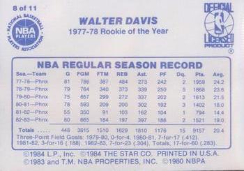 1985 Star Last 11 ROY #8 Walter Davis Back