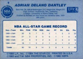 1985 Star Lite All-Stars #9 Adrian Dantley Back