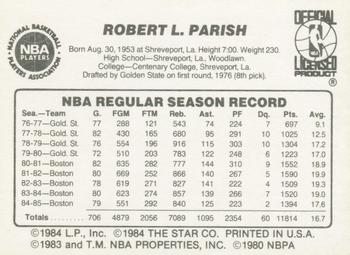 1985-86 Star #99b Robert Parish Back