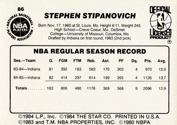 1985-86 Star #86 Steve Stipanovich Back