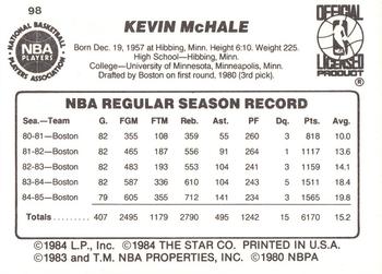 1985-86 Star #98 Kevin McHale Back
