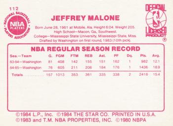 1985-86 Star #112 Jeff Malone Back