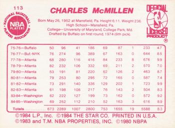 1985-86 Star #113 Tom McMillen Back