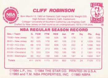 1985-86 Star #114 Cliff Robinson Back