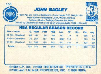1985-86 Star #153 John Bagley Back