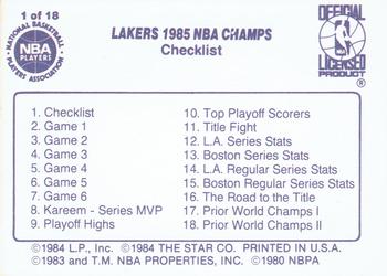 1985-86 Star Lakers Champs #1 Lakers 1985 NBA Champs (Kareem Abdul-Jabbar / Jerry Buss) Back