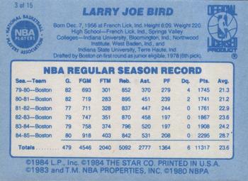1986 Star Best of the Best #3 Larry Bird Back