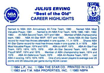 1986 Star Best of the New/Old #NNO Julius Erving Back