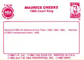 1986 Star Court Kings #7 Maurice Cheeks Back