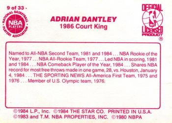 1986 Star Court Kings #9 Adrian Dantley Back