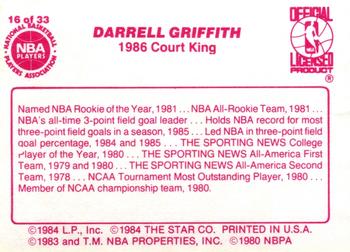 1986 Star Court Kings #16 Darrell Griffith Back