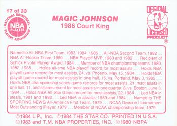 1986 Star Court Kings #17 Magic Johnson Back