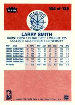 1986-87 Fleer #104 Larry Smith Back