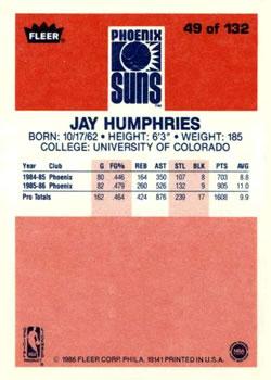 1986-87 Fleer #49 Jay Humphries Back