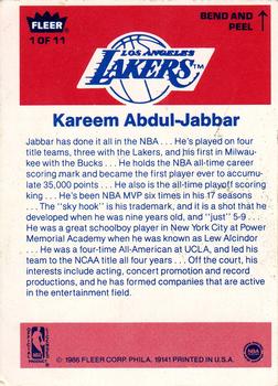 1986-87 Fleer - Stickers #1 Kareem Abdul-Jabbar Back