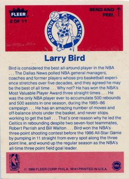1986-87 Fleer - Stickers #2 Larry Bird Back