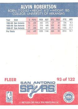 1987-88 Fleer #93 Alvin Robertson Back