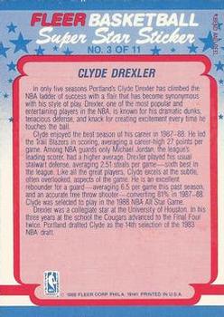 1988-89 Fleer - Stickers #3 Clyde Drexler Back