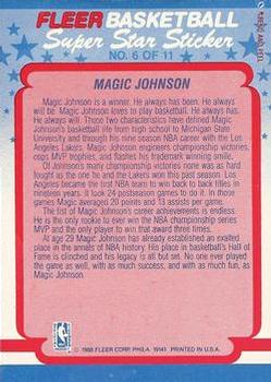 1988-89 Fleer - Stickers #6 Magic Johnson Back