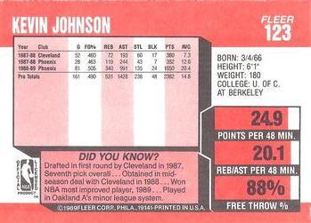 1989-90 Fleer #123 Kevin Johnson Back
