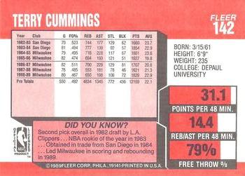 1989-90 Fleer #142 Terry Cummings Back