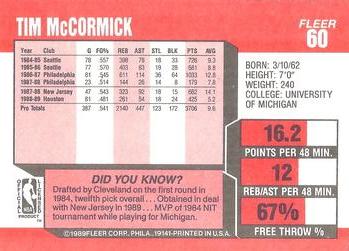 1989-90 Fleer #60 Tim McCormick Back