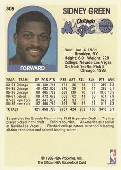 1989-90 Hoops #305 Sidney Green Back