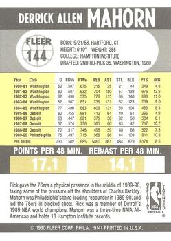 1990-91 Fleer #144 Rick Mahorn Back