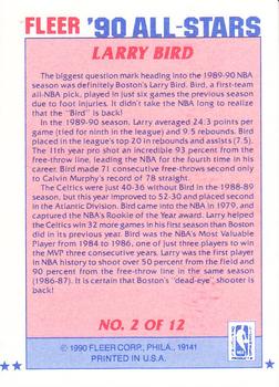 1990-91 Fleer - All-Stars #2 Larry Bird Back