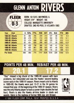 1990-91 Fleer Update #U-3 Glenn Rivers Back