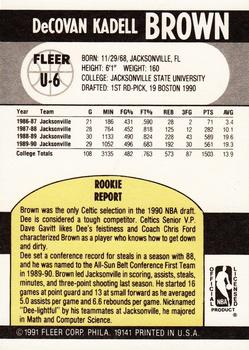 1990-91 Fleer Update #U-6 Dee Brown Back