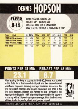 1990-91 Fleer Update #U-14 Dennis Hopson Back