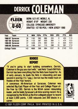 1990-91 Fleer Update #U-60 Derrick Coleman Back