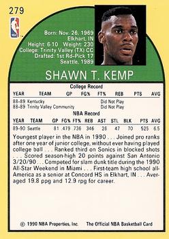 1990-91 Hoops #279 Shawn Kemp Back