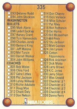 1990-91 Hoops #335 Checklist: 251-336 Back