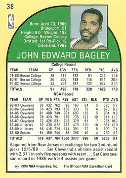 1990-91 Hoops #38 John Bagley Back