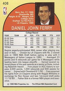 1990-91 Hoops #406 Danny Ferry Back