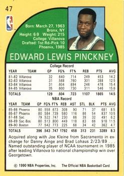 1990-91 Hoops #47 Ed Pinckney Back
